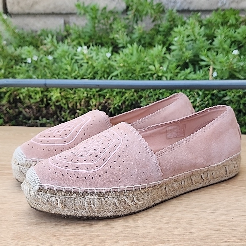 UGG Heidi Perforated Platform Suede  Espadrille Moccasin Size 11